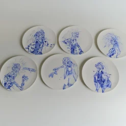 Tricky Home Lucio Piatto in Ceramica Dipinto di Blu