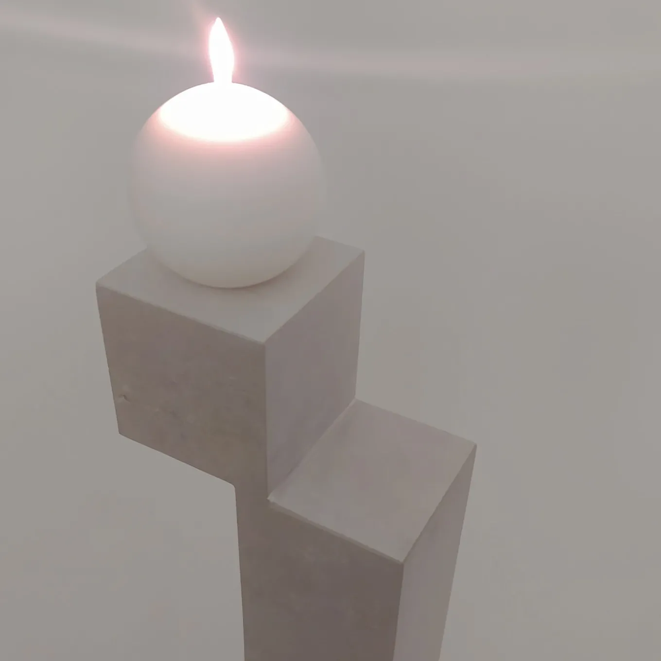 Un candelabro in pietra naturale bianca