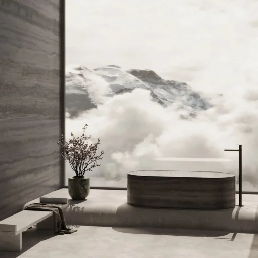 Vasca da Bagno Blessed Tub in Travertino Silver e Bianco del Re