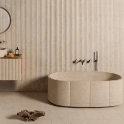 Vasca da bagno Oval Beige in marmo Sartoriale di Federico Peri
