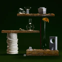 Vaso a forma di goccia grigio Bolle