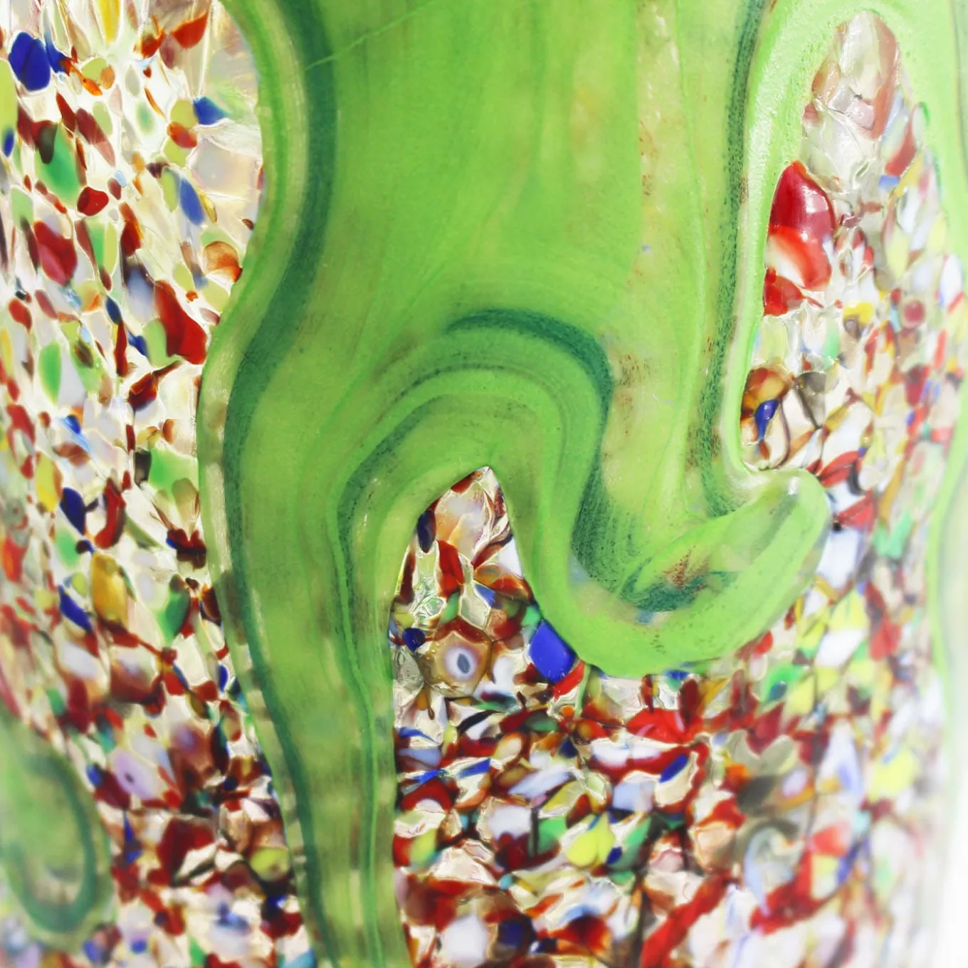 Vaso ad anfora in vetro di Murano verde