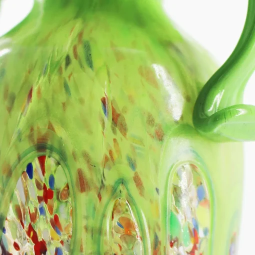 Vaso ad anfora in vetro di Murano verde