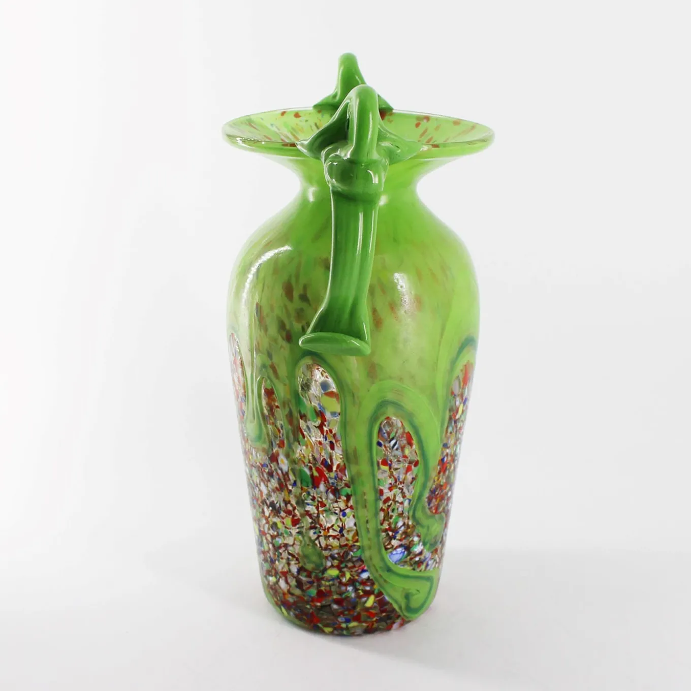 Vaso ad anfora in vetro di Murano verde