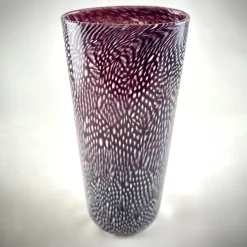 Vaso alto in filigrana bianca e nera Murrine