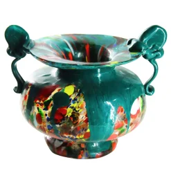 Vaso Anfora in Vetro di Murano Ametista e Verde