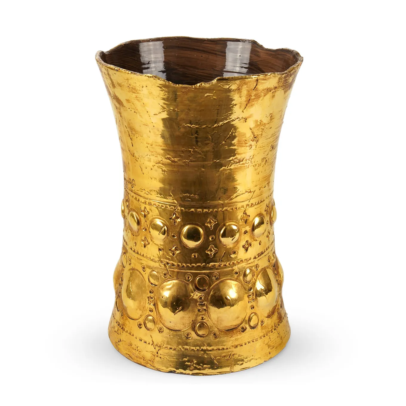 Vaso Auri in ceramica oro di Gabriele Mengoni