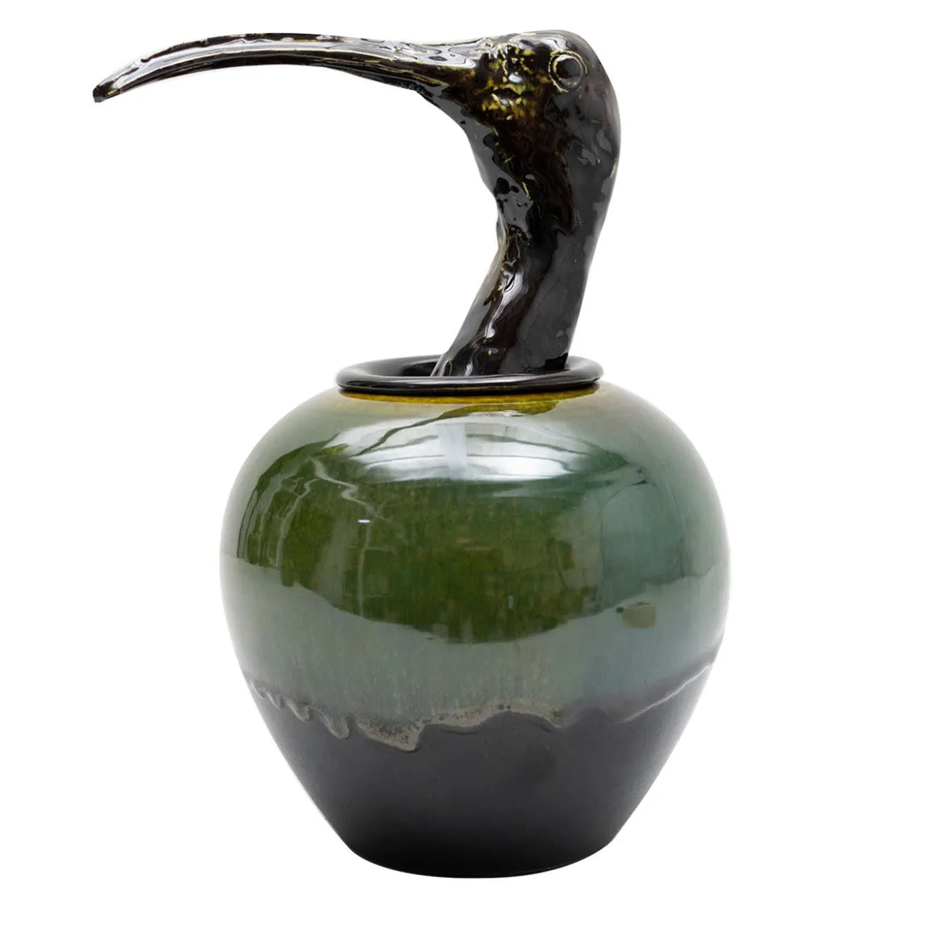 Vaso Canopo Ibis nero e verde