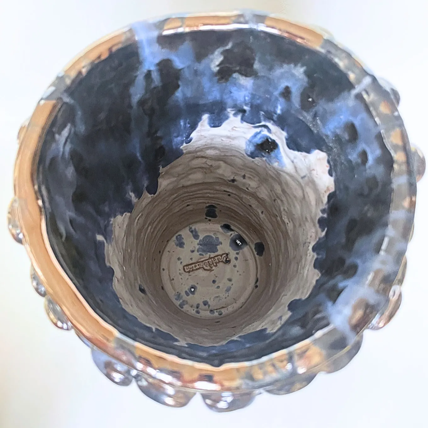 Vaso cilindrico blu e nero