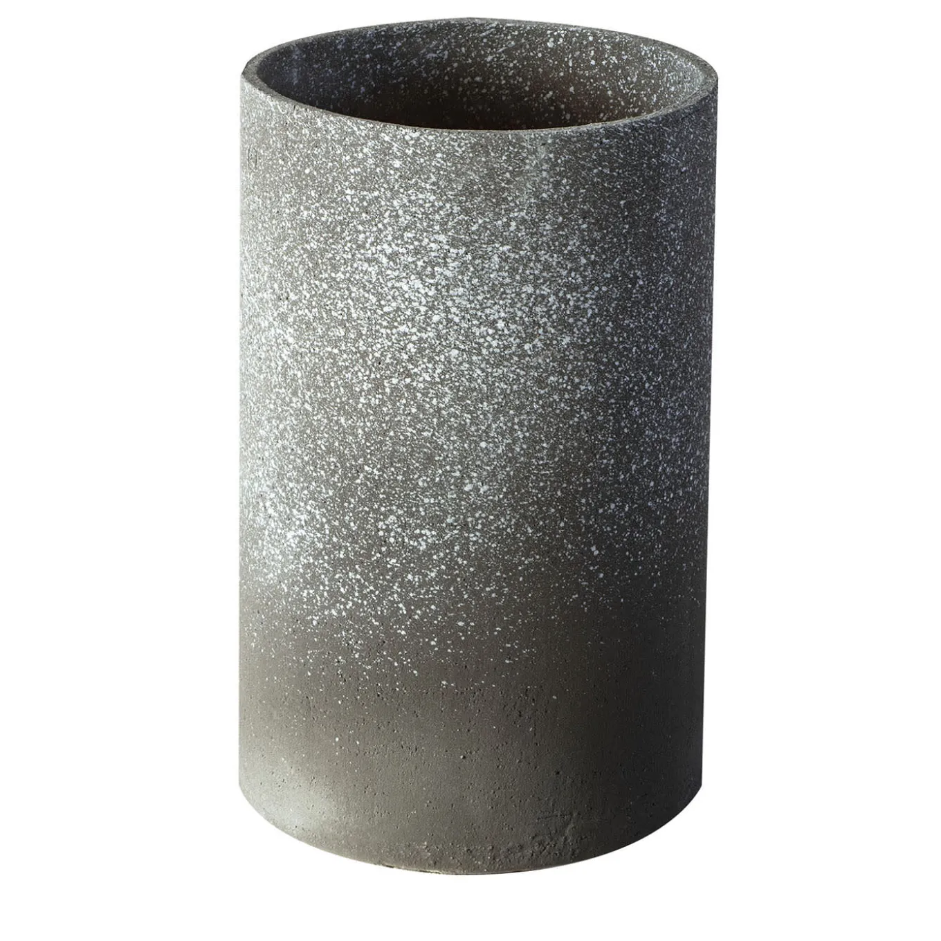 Vaso cilindrico in ceramica bianca e grigia Lerici