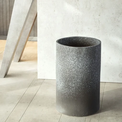 Vaso cilindrico in ceramica bianca e grigia Lerici