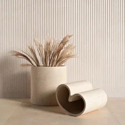Vaso Decorativo in Marmo Beige Medio Muze