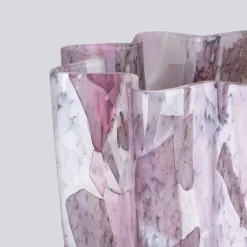 Vaso di vetro a secchiello rosa