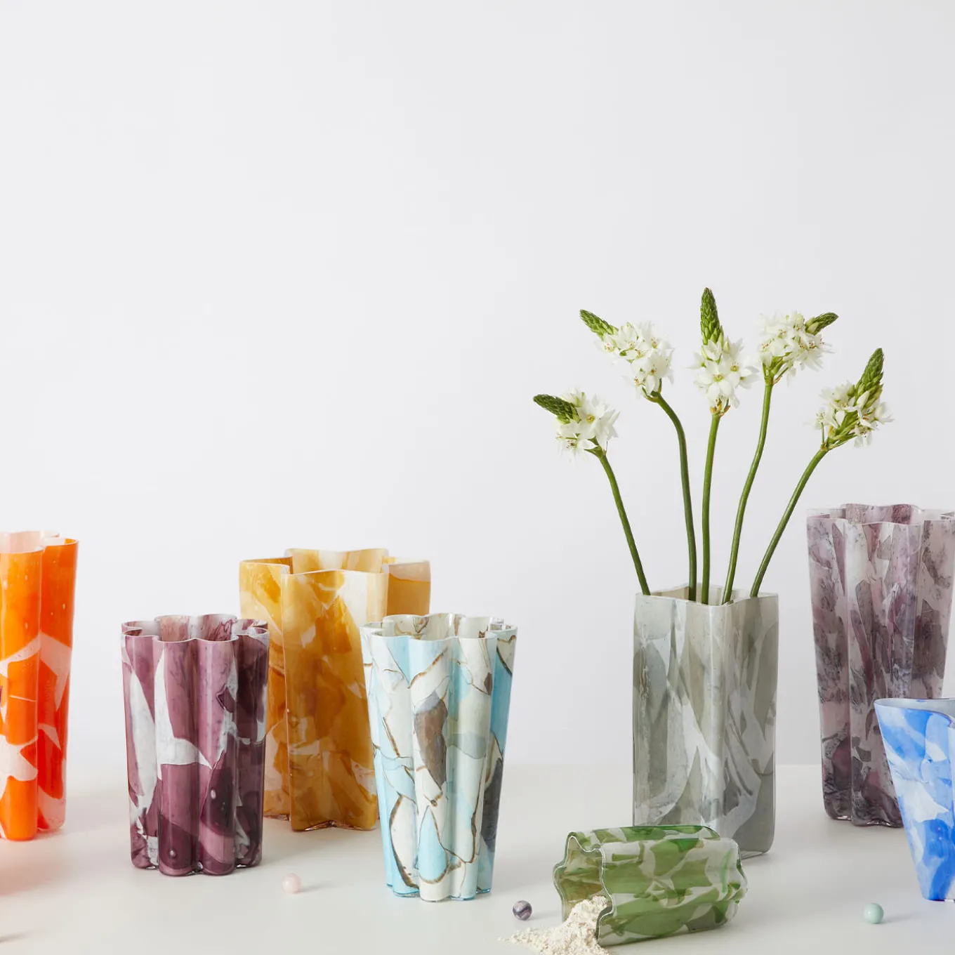 Vaso di vetro a secchiello Acquamarina