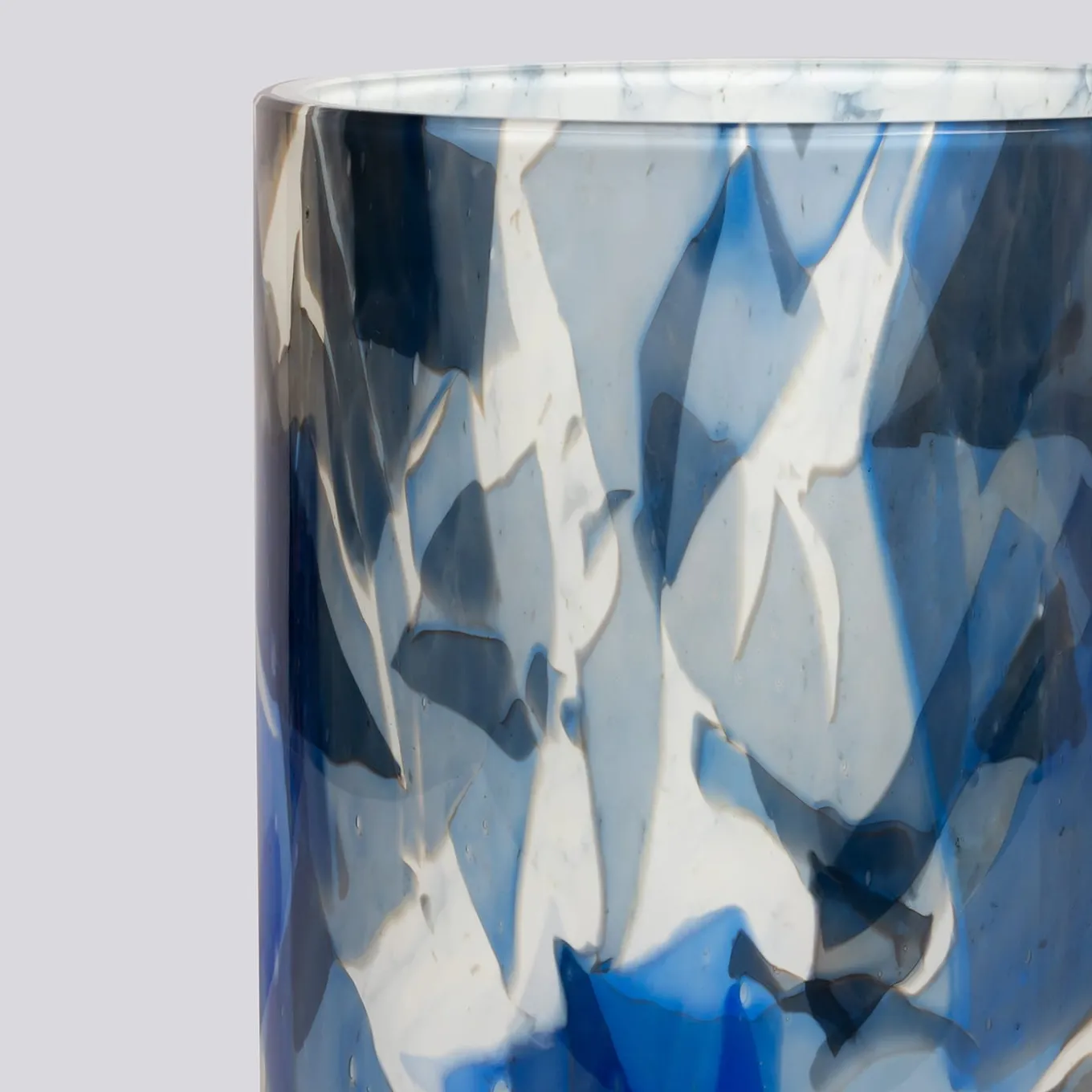 Vaso Grande in Vetro di Murano Blu con Tecnica Nougat