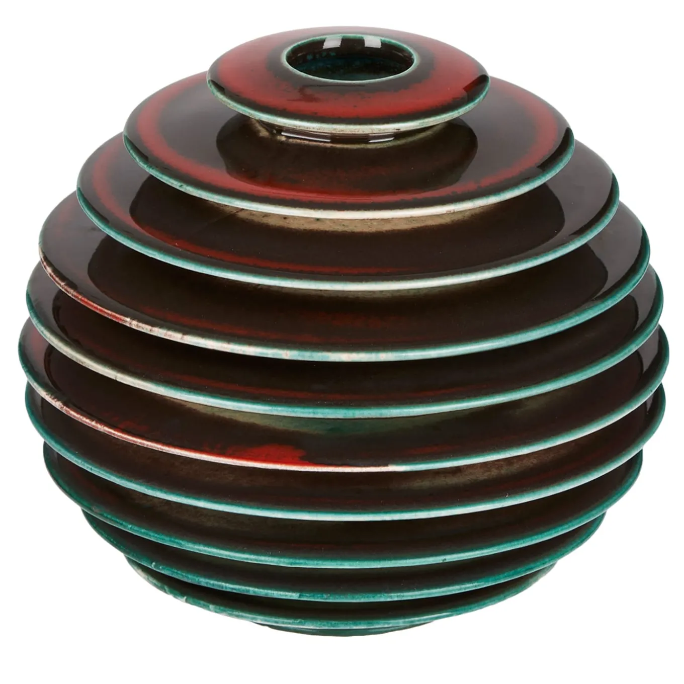 Vaso in Ceramica Rosso Scanalato Globo Rosso