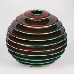Vaso in Ceramica Rosso Scanalato Globo Rosso
