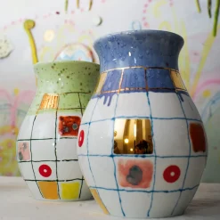 Vaso in porcellana blu Calypso