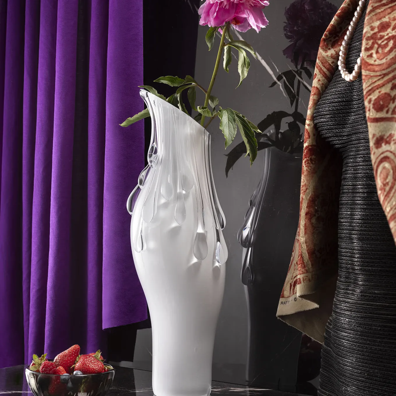 Vaso in vetro di Murano White Pearls