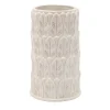 Vaso medio in gres bianco con motivo a foglie Anne