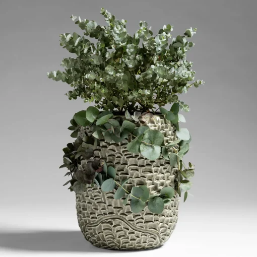 Vaso Mino in ceramica verde canapa lucido