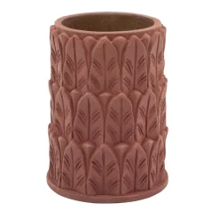Vaso piccolo in terracotta Anne con motivo a foglie