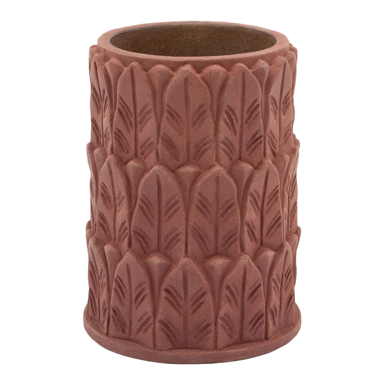 Vaso piccolo in terracotta Anne con motivo a foglie