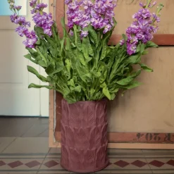 Vaso piccolo in terracotta Anne con motivo a foglie