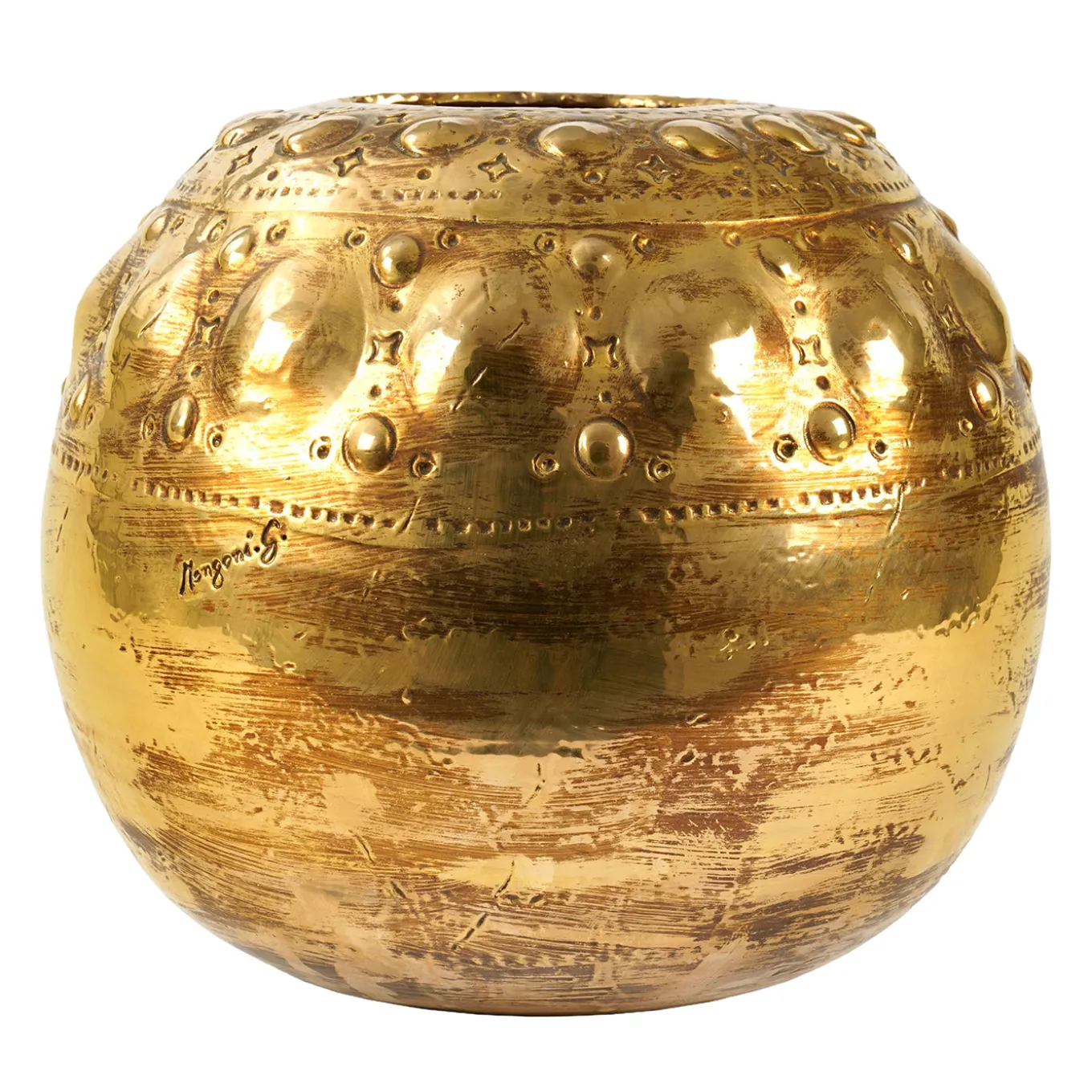 Vaso Soreis in ceramica oro di Gabriele Mengoni