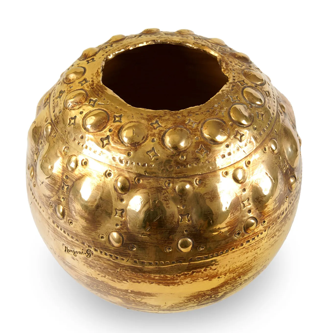 Vaso Soreis in ceramica oro di Gabriele Mengoni