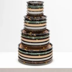 Vassoi medi rotondi in pelle e marmo Monza #2