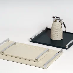 Vassoio Giove piccolo in pelle avorio