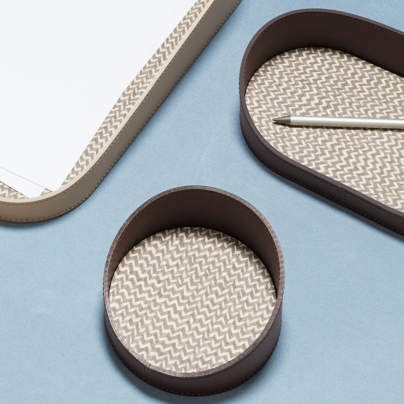 Vassoio ovale Chevron beige per piccoli vassoi