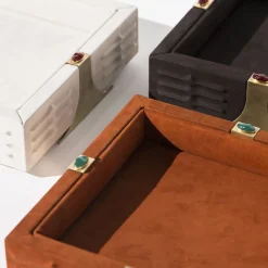 Vassoio Quadrato in Pelle Arancione Raban S