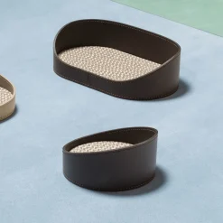 Vassoio rettangolare grande Chevron Brown per valigie