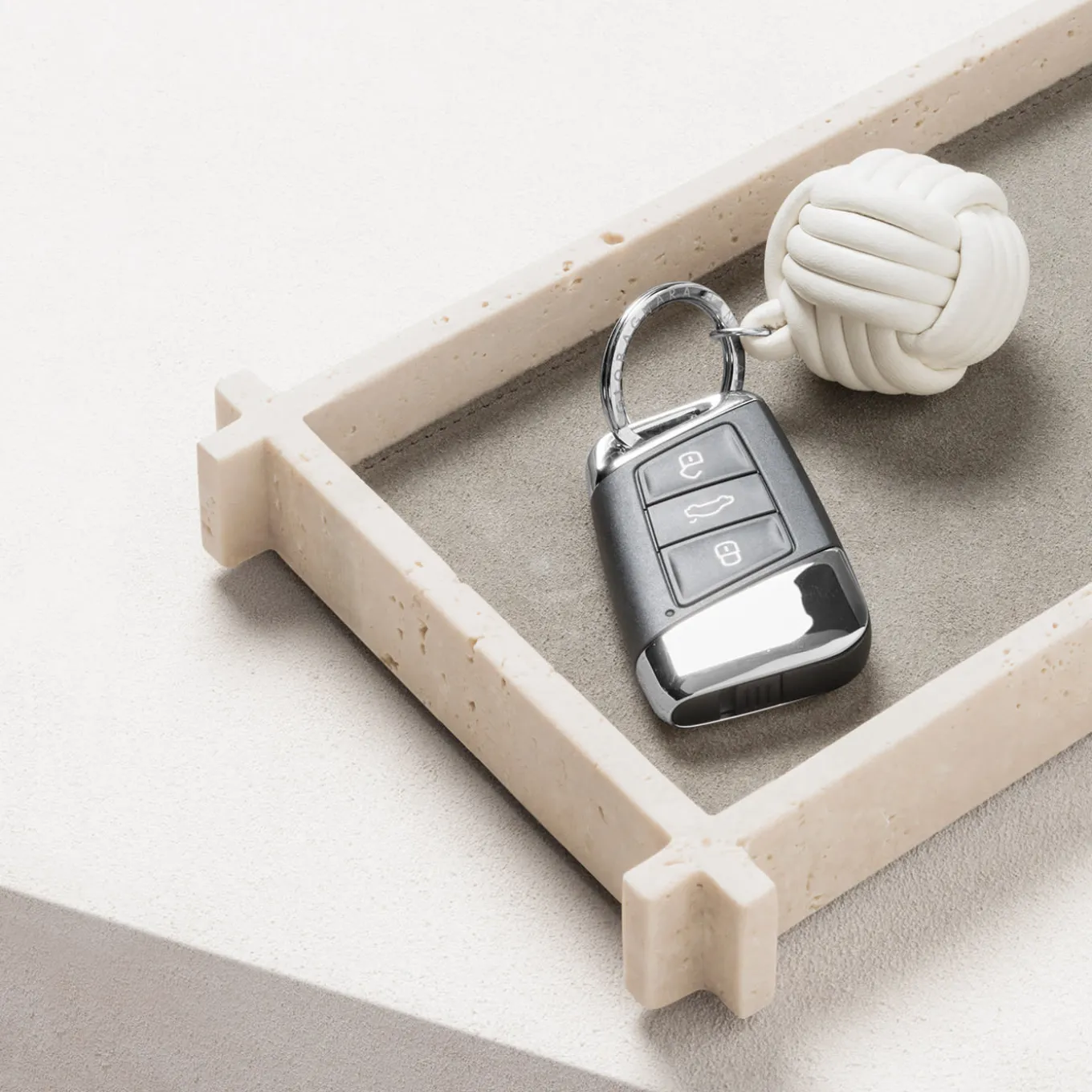 Vassoio rettangolare in pelle e marmo Structura - Grande