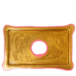 Vassoio Rettangolare Try Oro e Rosa Grande di Gaetano Pesce