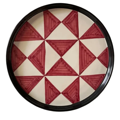 Vassoio rotondo a triangolo rosso