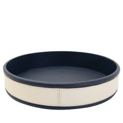 Vassoio rotondo in pelle Navy