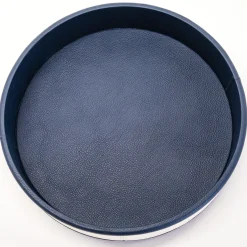 Vassoio rotondo in pelle Navy