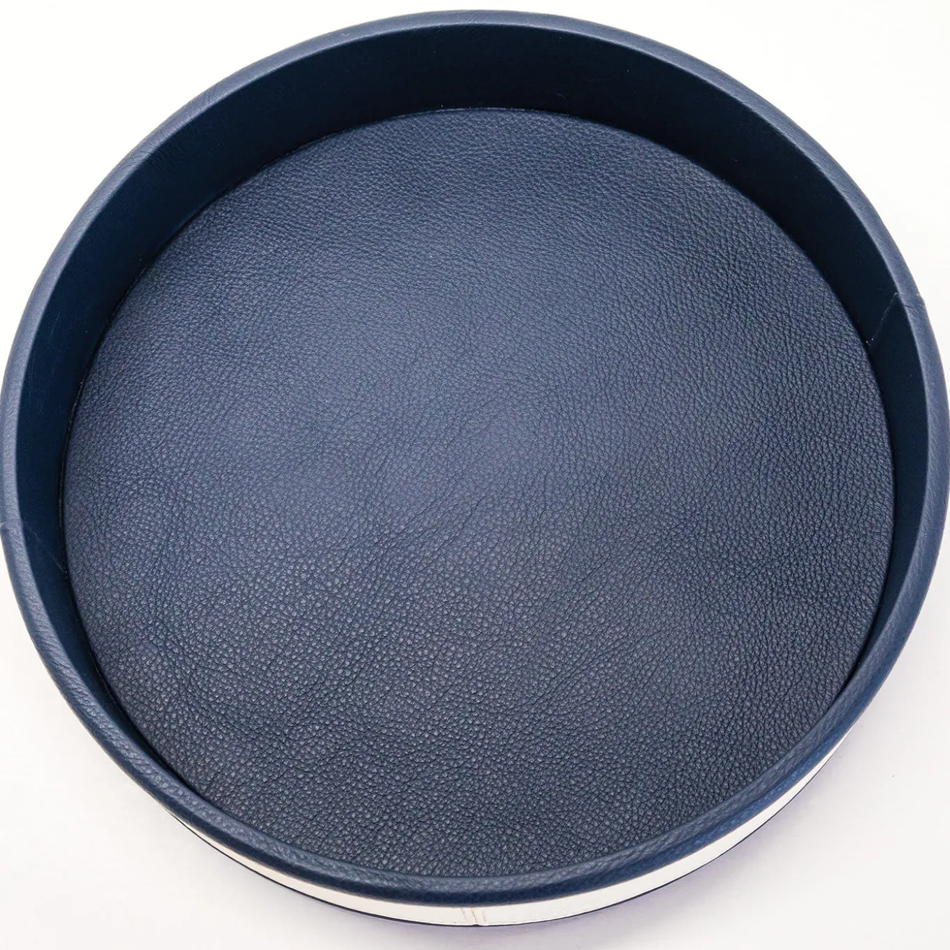 Vassoio rotondo in pelle Navy