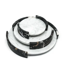 Vassoio rotondo medio in marmo bianco di Carrara di Jacopo Simonetti