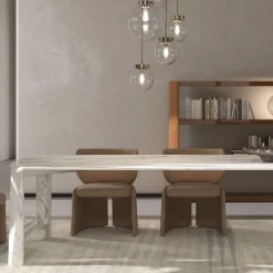 Victor Tavolo da pranzo per esterni in marmo bianco