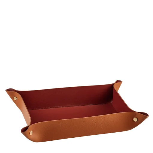 Vide poche in pelle Cognac e Bordeaux #2
