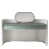 Walter Vanity Unit in Pelle Bianca e Legno Azzurro Chiaro