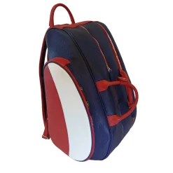 Zaino in pelle blu e rosso per tennis, padel e pickleball