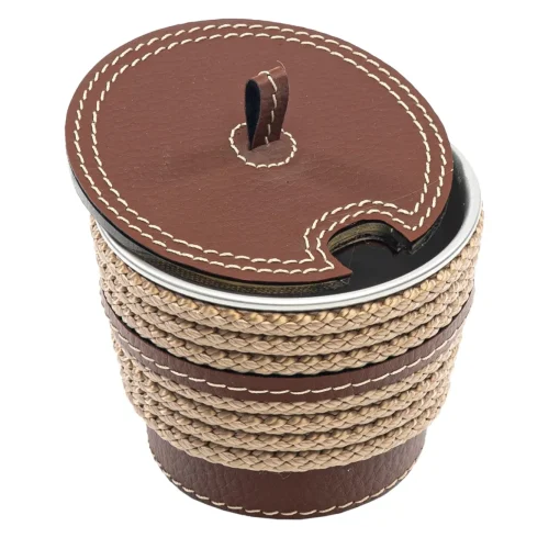 Zuccheriera in ecopelle beige con inserti in corda