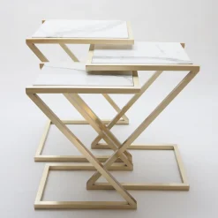 Zumm Zum Zu Set di 3 tavolini da nido in marmo bianco