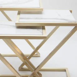 Zumm Zum Zu Set di 3 tavolini da nido in marmo bianco